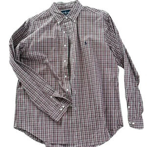 Ralph Lauren Long Sleeves Plaid Button-Down Classic Fit Shirt Size Large